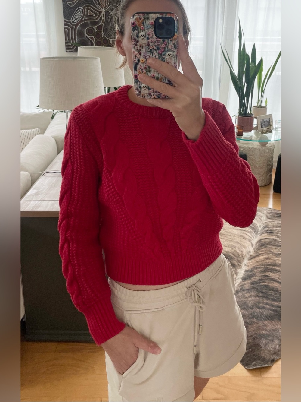 BR Cable-Knit Crop Sweater S